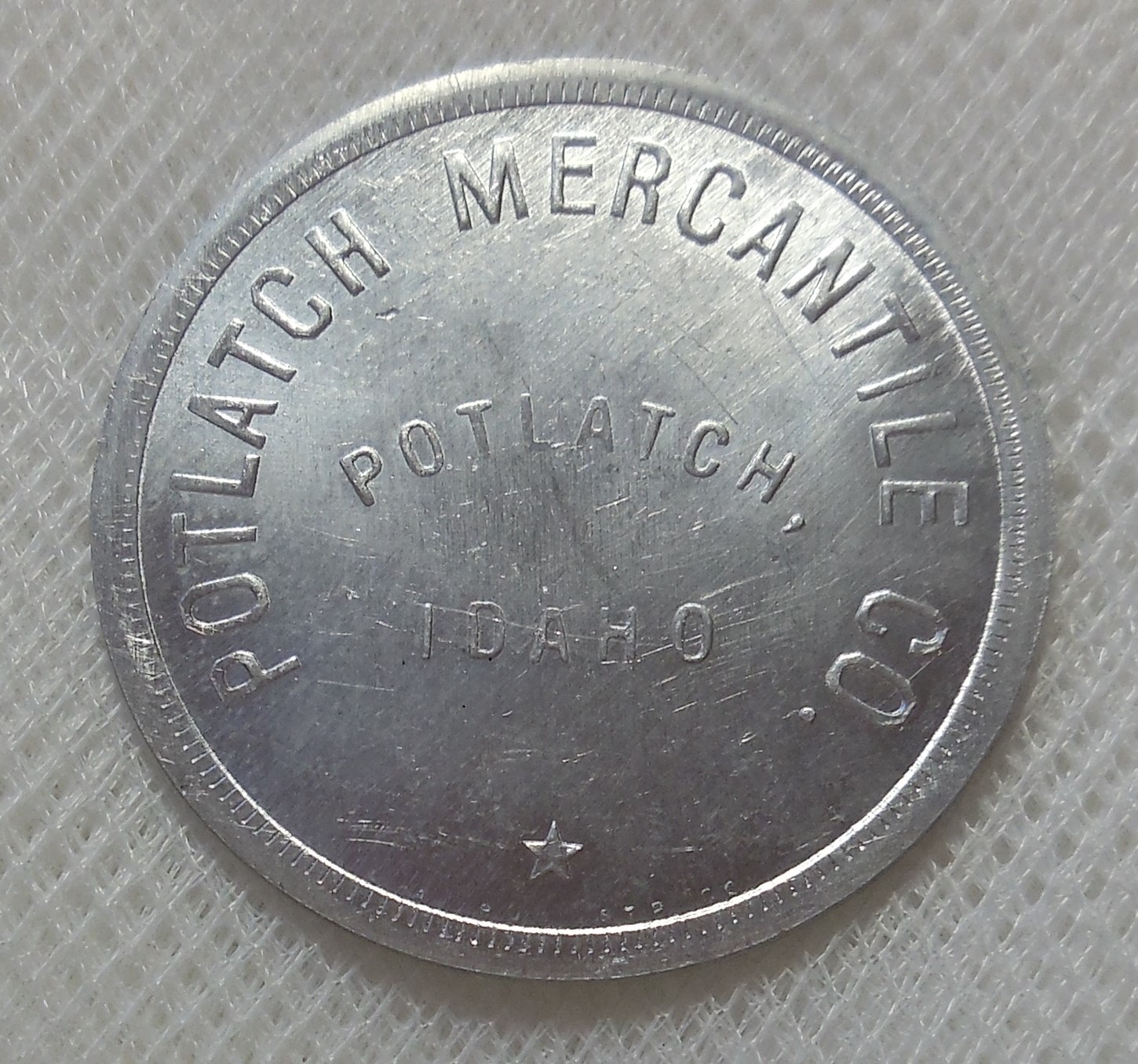 POTLATCH IDAHO POTLATCH MERCANTILE CO. $1 SIZE ANILLO RESTRIKE LUMBER SCRIP R8