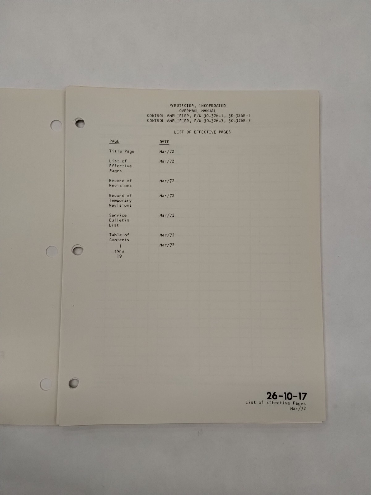 Pyrotector Incorporated Control Amplifiers Overhaul Manual-Original