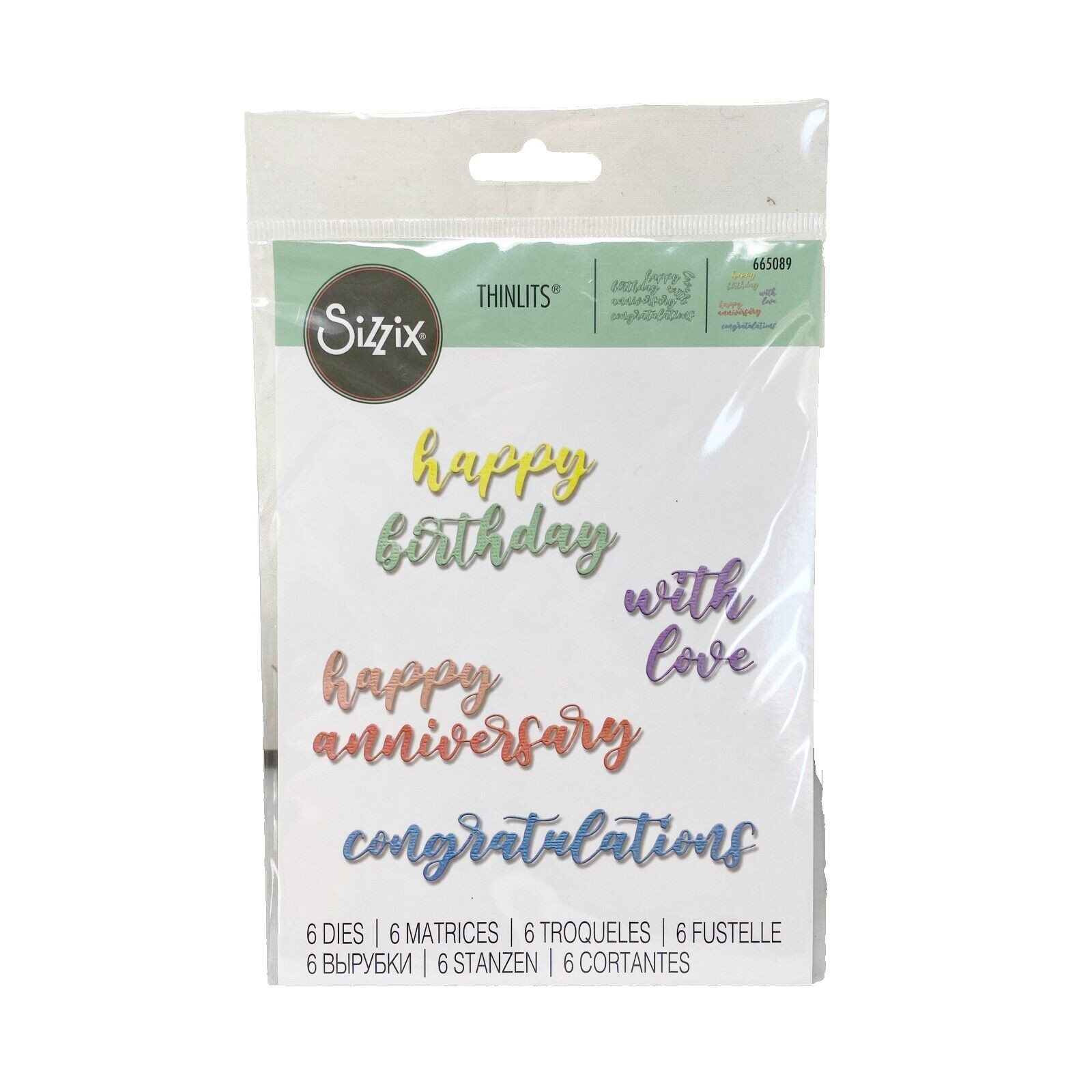 Sizzix Thinlits Script Sentiments Cutting Dies 665089 Birthday NEW