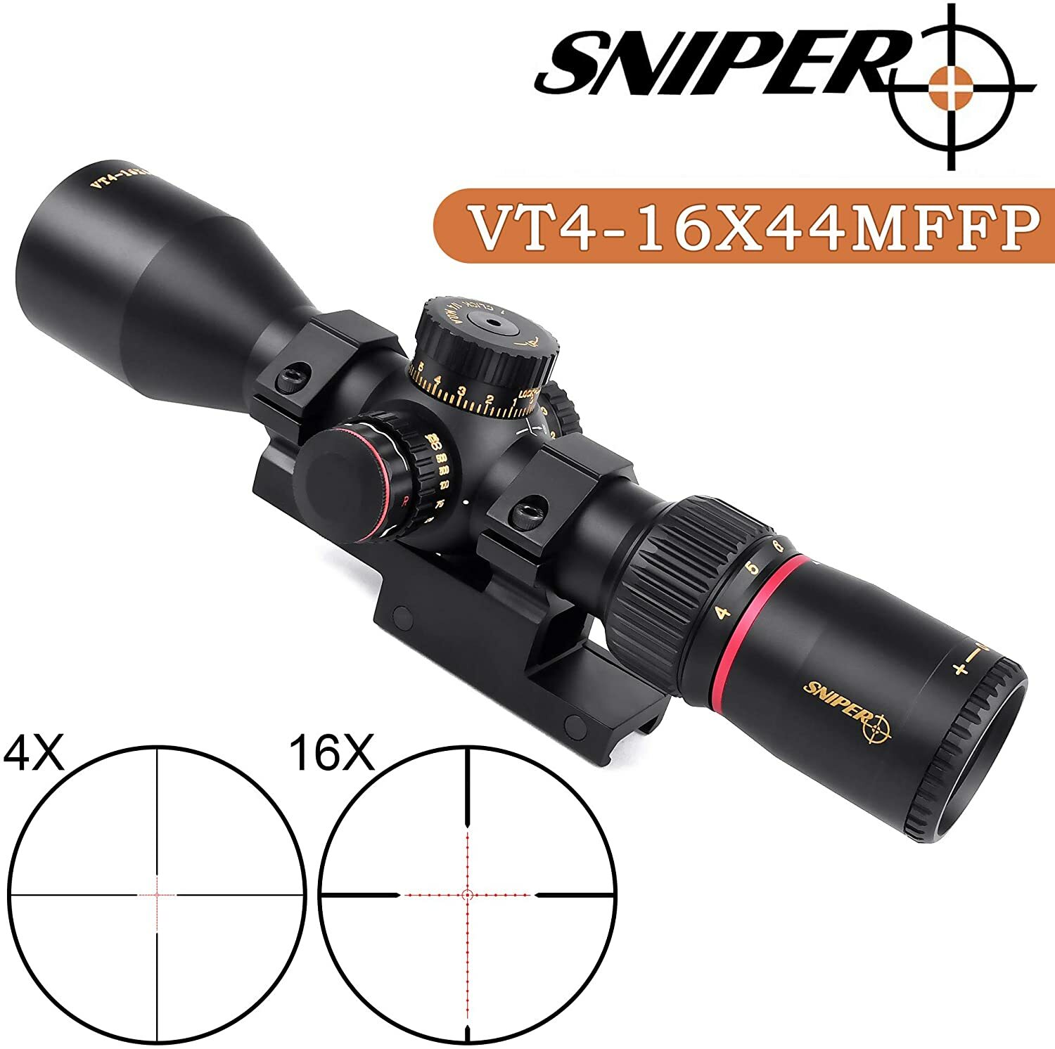 Sniper VT4-16x44 First Focal Plane (FFP) Compact Riflescope 30mm Tube Picatinny