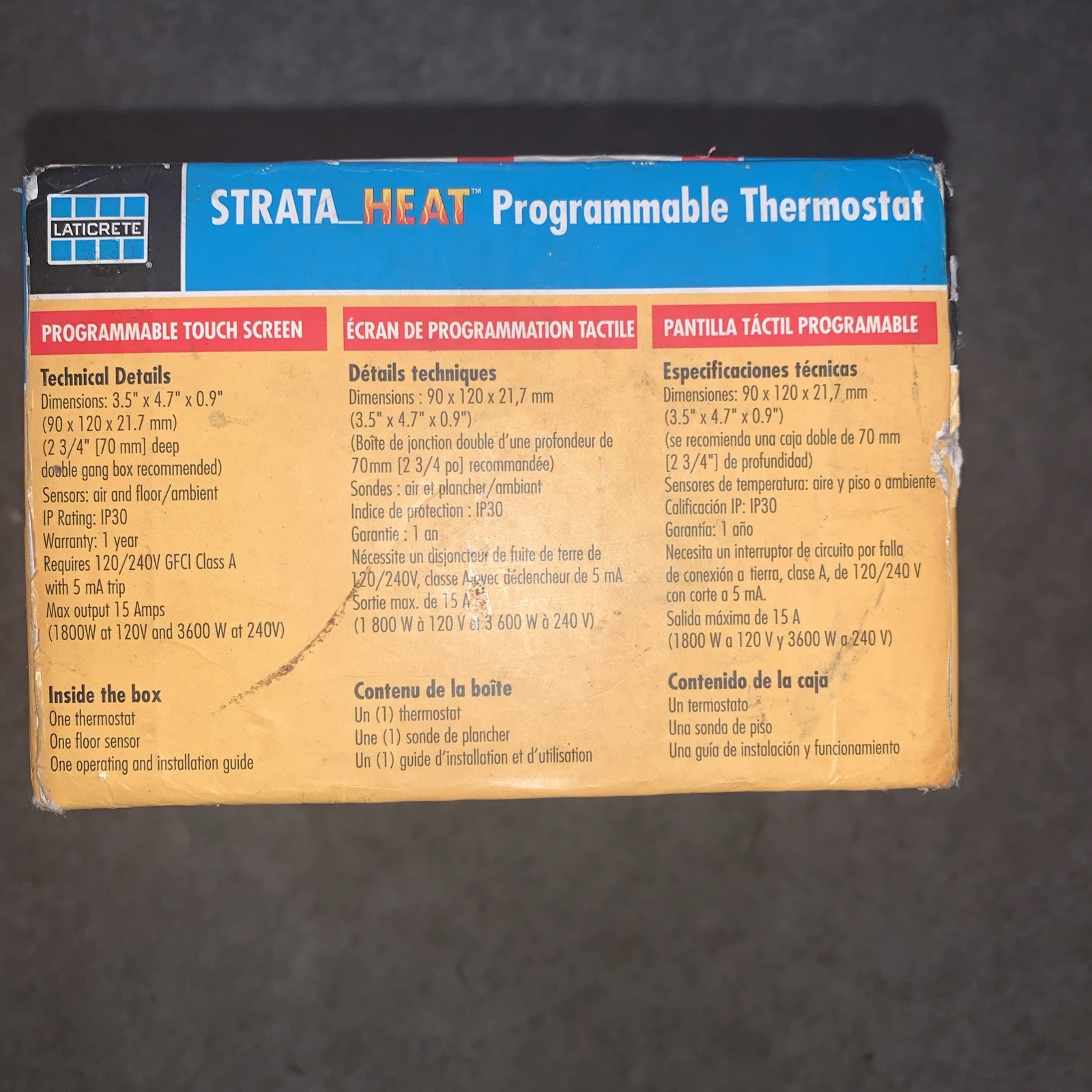Laticrete 0802-0403-T STRATA HEAT Smart Touch LCD Programmable Thermostat