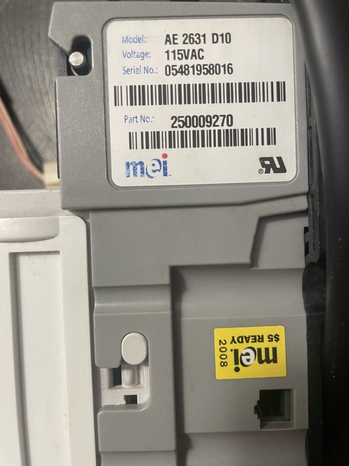 Mei Bill Validator/Acceptor Model AE 2631 D10 115 V