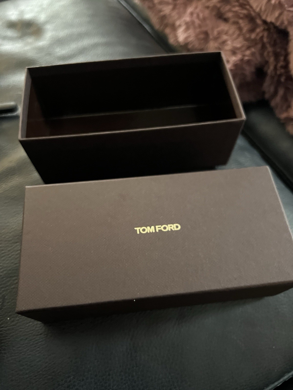 Tom Ford Small Brown Velour Hard Glasses Case