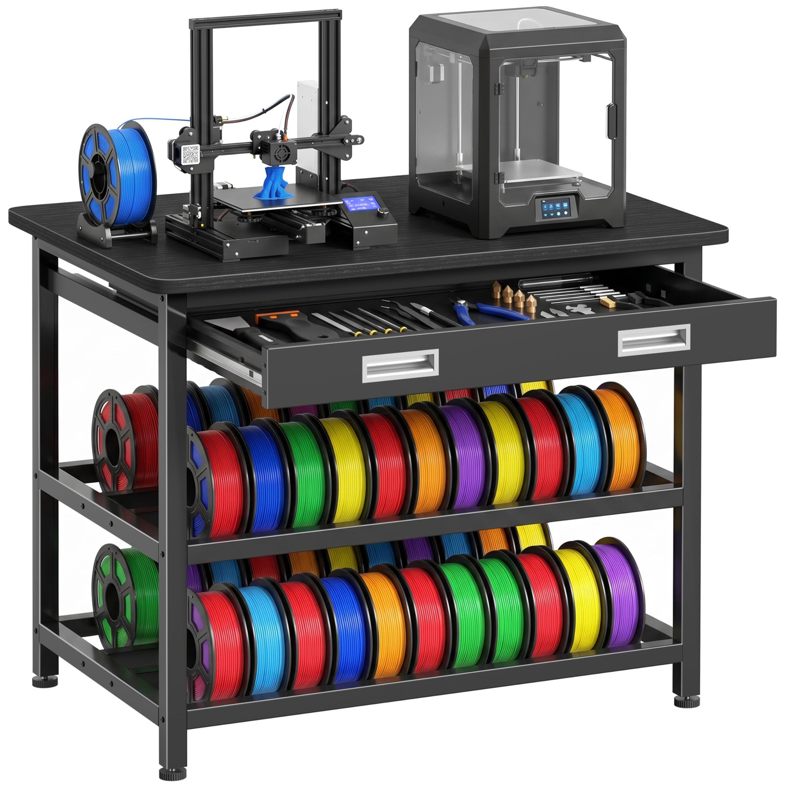 3D Printer Stand with Filament Storage - Heavy Duty 3D Printer Table with Met...