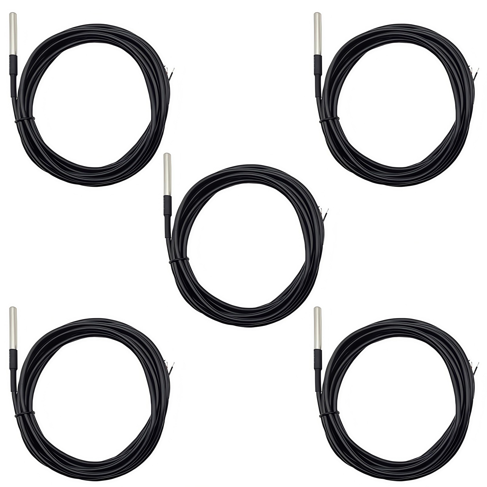 5 PCS DS18B20 Temperature Sensor Waterproof Digital Stainless Steel Probe