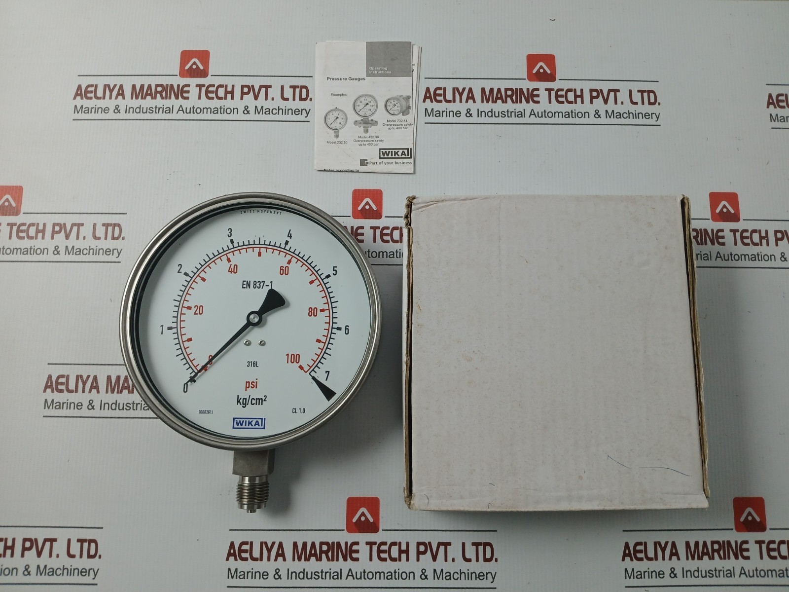 WIKA 230.20.160 Pressure Gauge 7 KG/CM2 & PSI 0-100 PSI