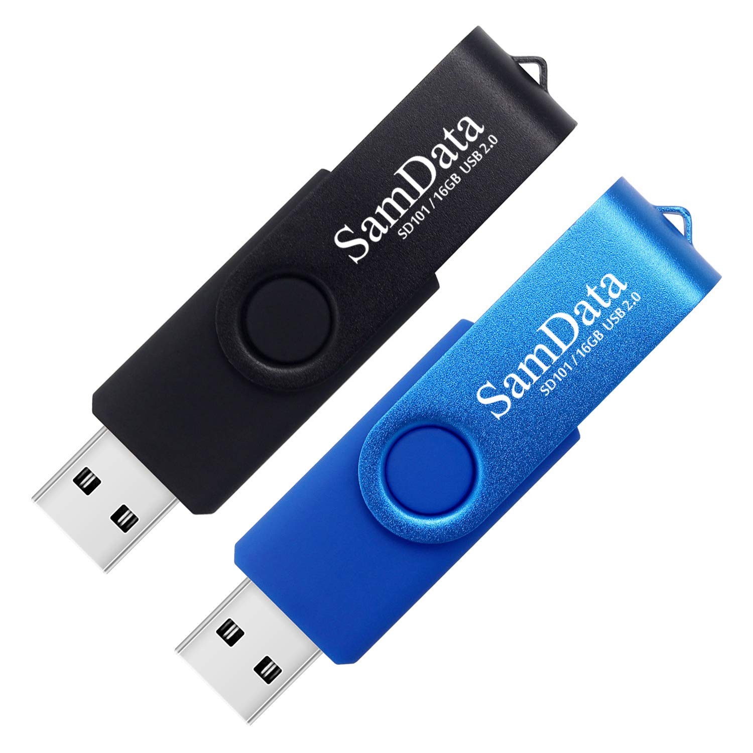 SamData 16GB USB Flash Drives 2 Pack Thumb 16GB, Blue Black 16GB*2