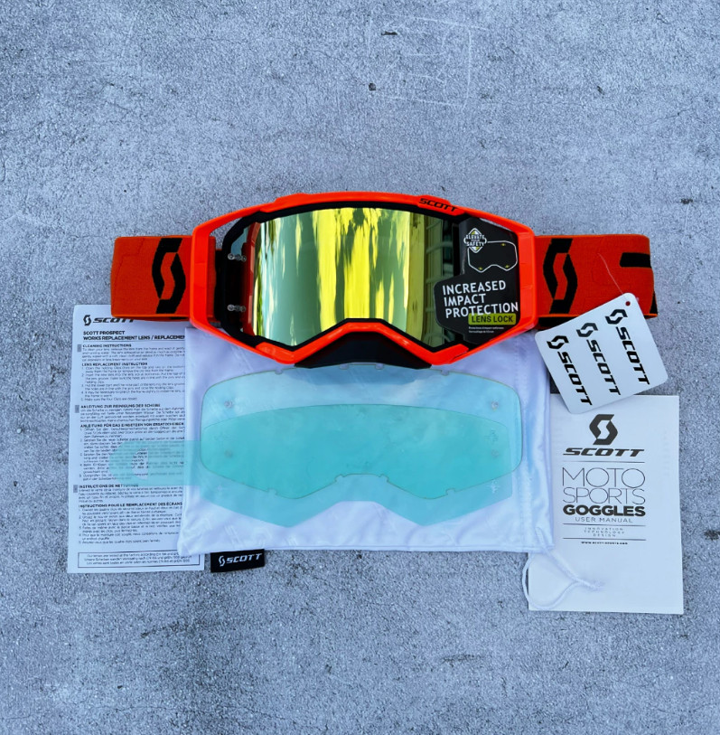 SCOTT Motocross Goggles Orange Lens Lock Anti-Fog MX Dirt Bike MTB