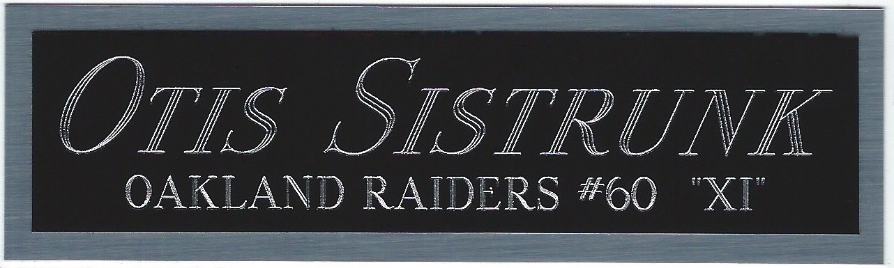 OTIS SISTRUNK RAIDERS NAMEPLATE AUTOGRAPHED SIGNED FOOTBALL HELMET JERSEY PHOTO