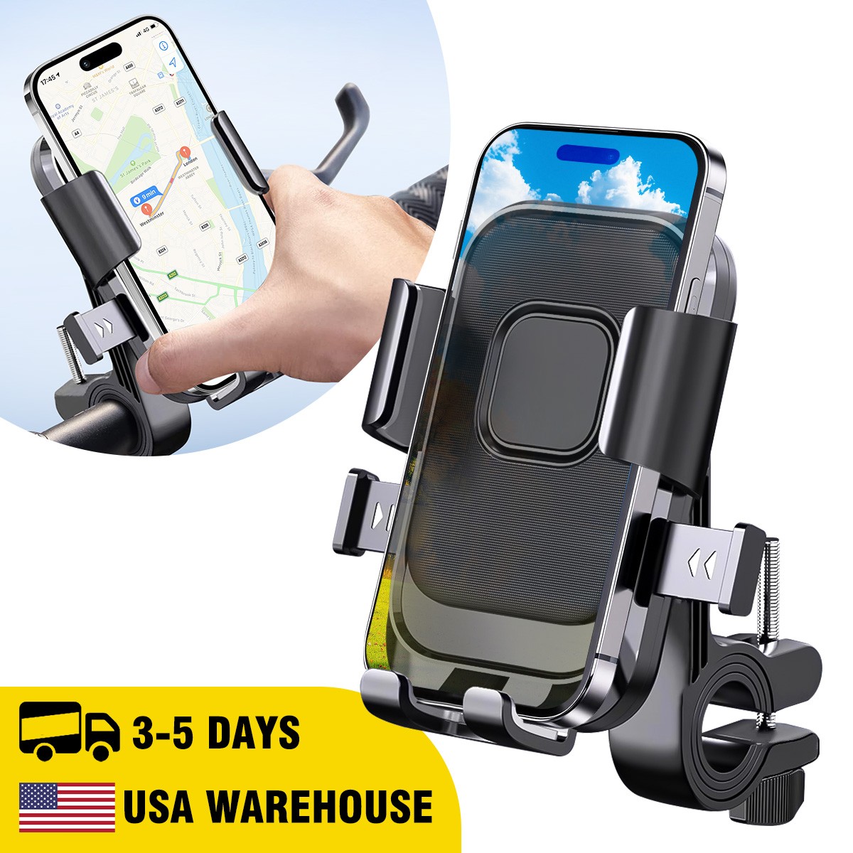Electric Scooter Motorcycle Bike Phone Stand Shock Absorption Cell Phone Holder~