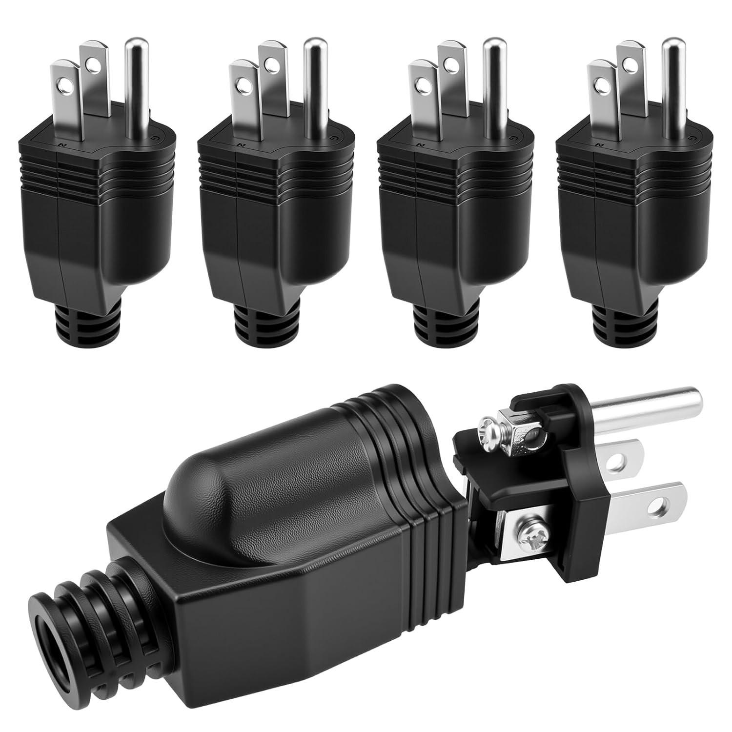 5PCS Electrical Replacement Plug 3 Prong Male Plug End Extension Cord Replacemen