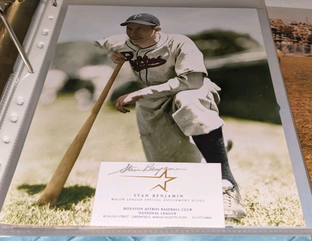Stan Nenjamin Philadelphia Phillies Signed Cut With 8x10 Photo W/Our COA B