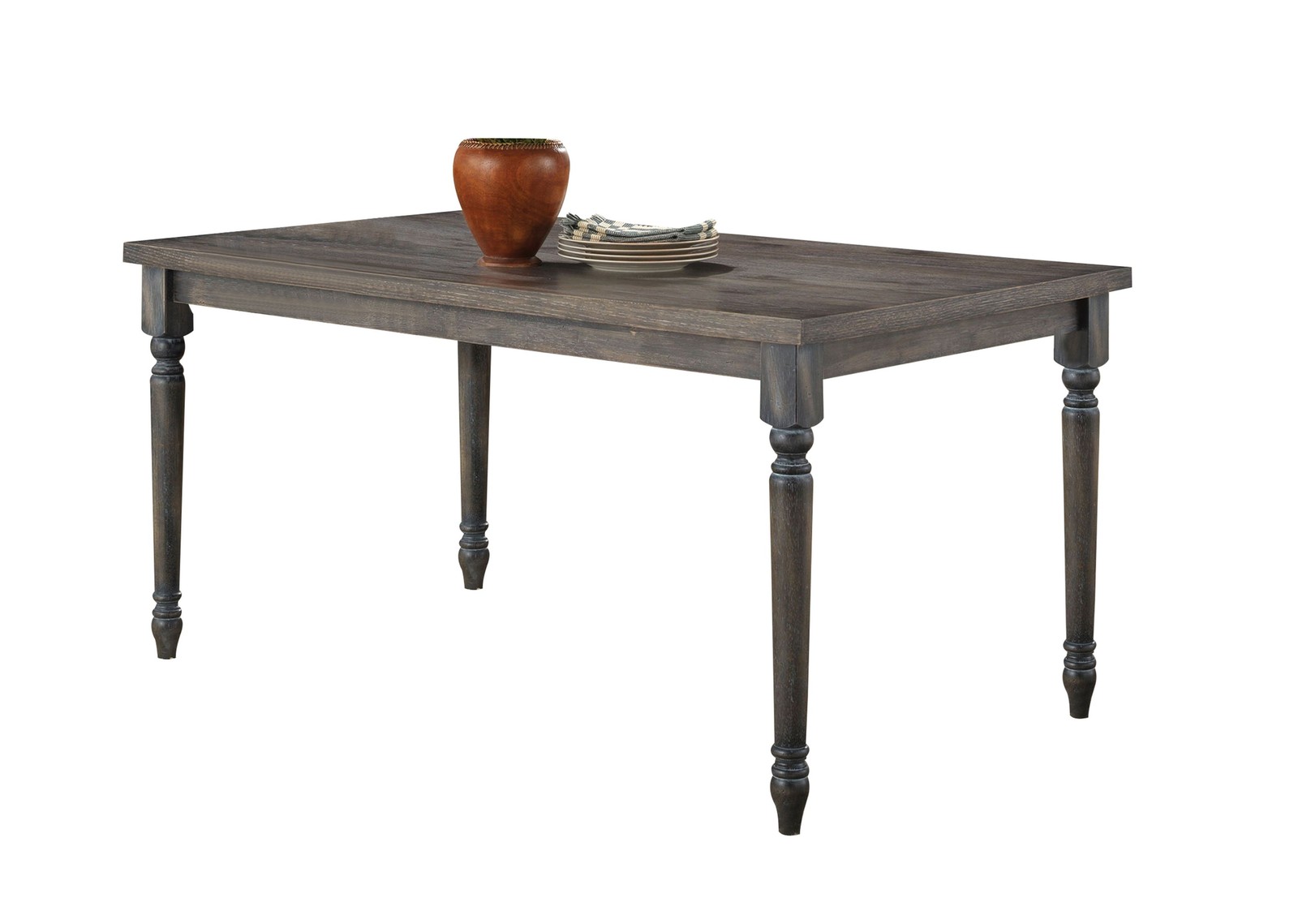 Weathered Grey Dining Table with Turned Leg