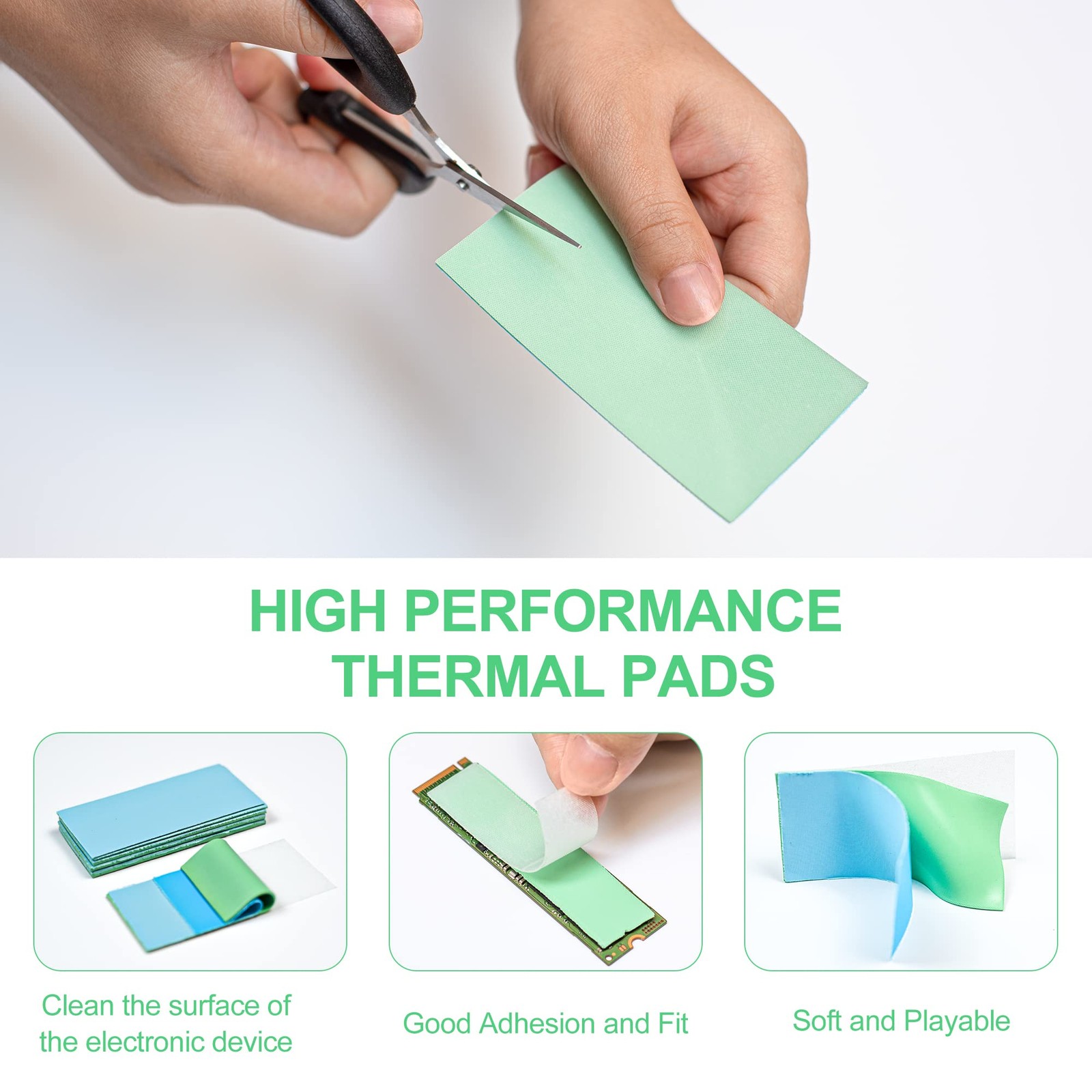 Thermal Pad 20W/m.K, 100x50x1.5mm Silicone Cooling Pad Non Conductive Heat Re...
