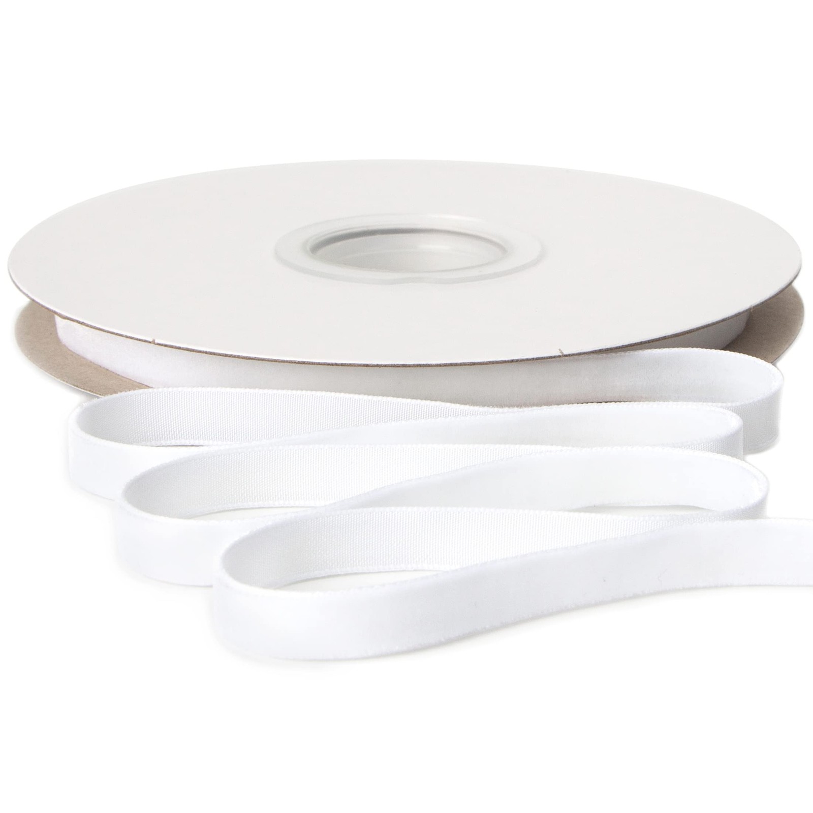 Ribbli Polyester White Velvet Ribbon,3/8 Inches Continuous10-Yard Spool,Christma