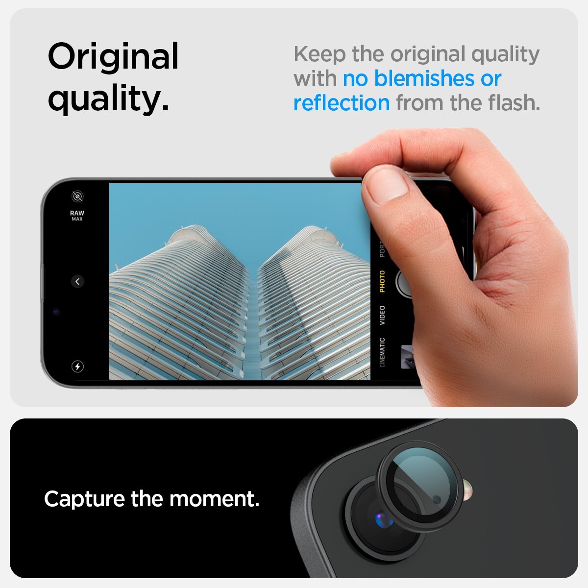 For iPhone 16e | Spigen Glas.tR EZ Fit Optik Pro Camera Lens Protector