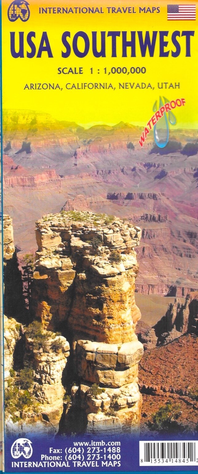 USA Southwest  Arizona, California, Nevada, Utah, Travel Map, USA, by ITMB