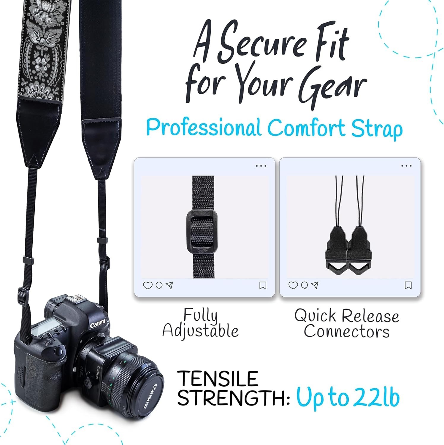 Personalized Vintage Camera Strap - Universal Fit for DSLR & Mirrorless Cameras