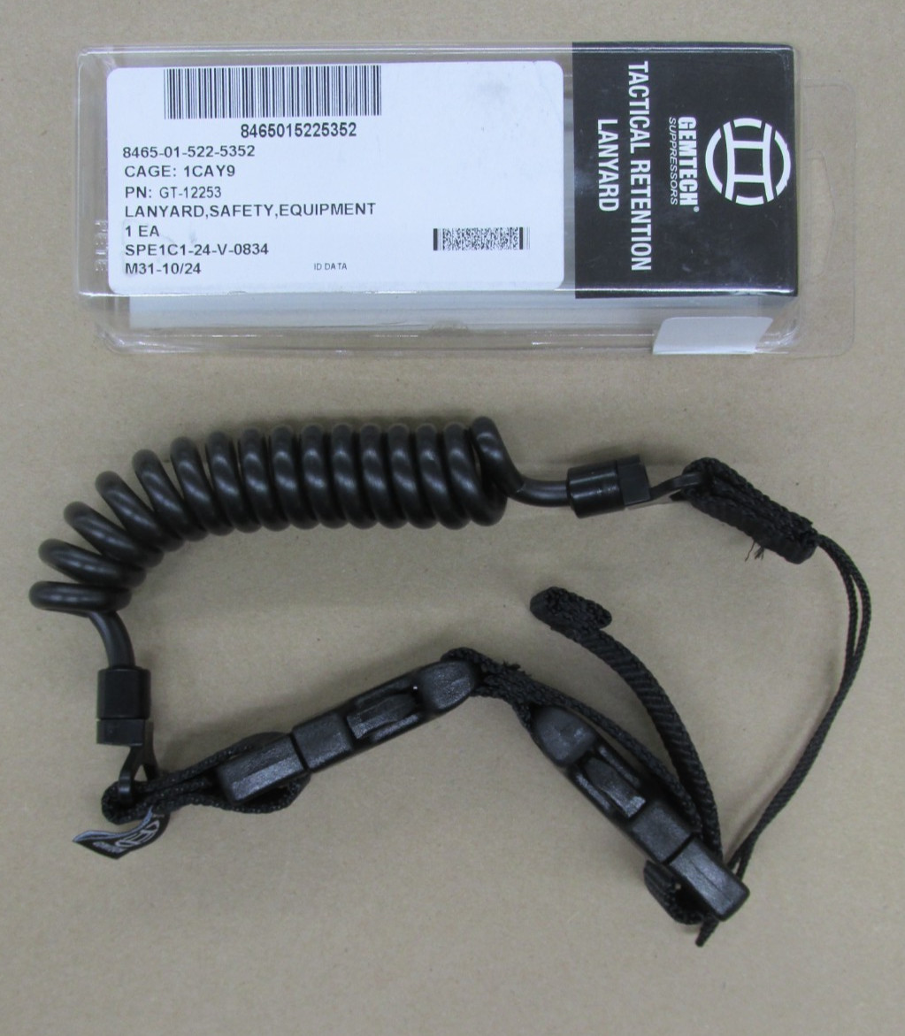 New U.S. Military Black Gemtech Tactical Pistol Retention Lanyard Free Shipping