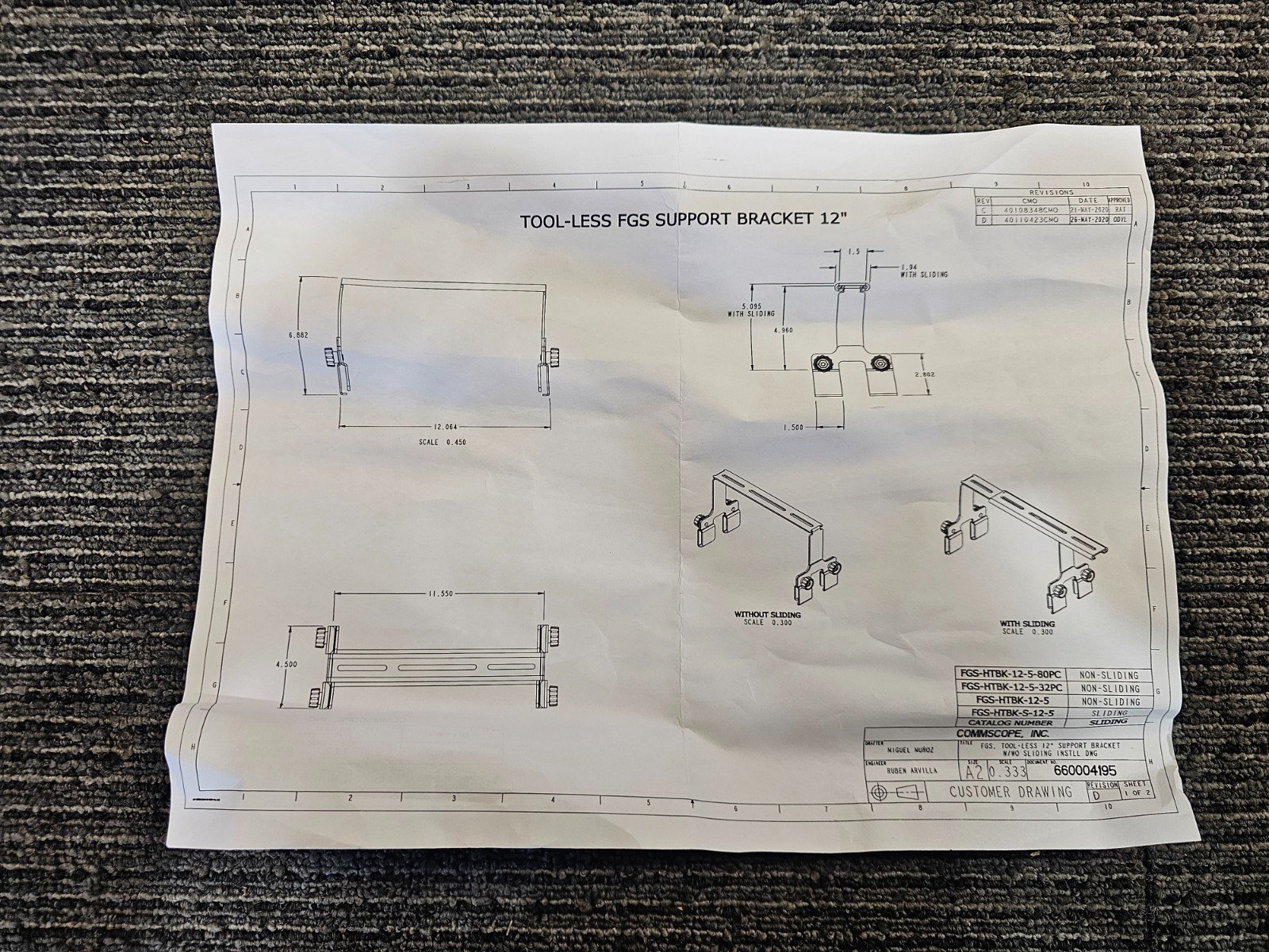 CommScope FGS-HTBK-12-5 12in Horizontal Tool-less Bracket for 4x12in System