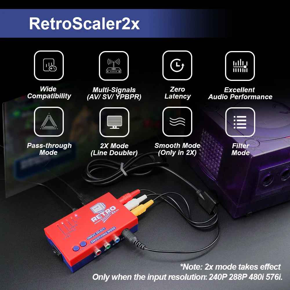 RetroScaler2x AV to HDMI Up-Scaler Converter Line-Doubler Retro Consoles Tink