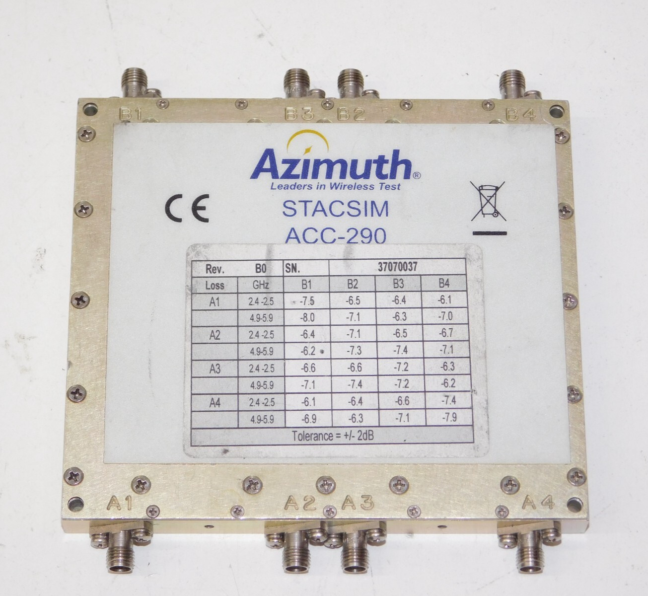 Azimuth Anritsu STACSIM ACC-290 Static Channel Simulator Unit 4x4 Matrix Module