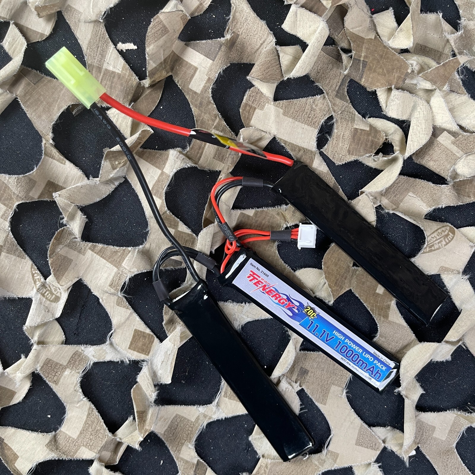 NEW Tenergy 11.1V 1000mAh Li-Po Airsoft Crane Stock Battery Pack