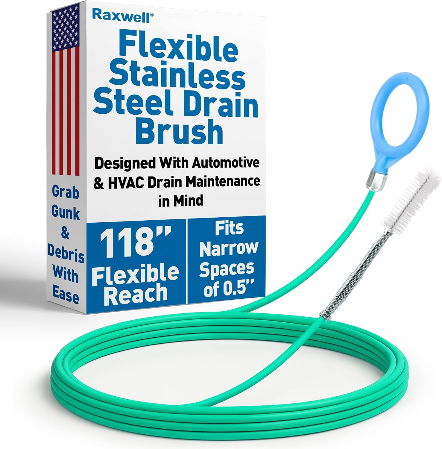 Auto Sunroof Drain Cleaning Tool - 118 Inch Flexible Drain Brush with Coated Wir