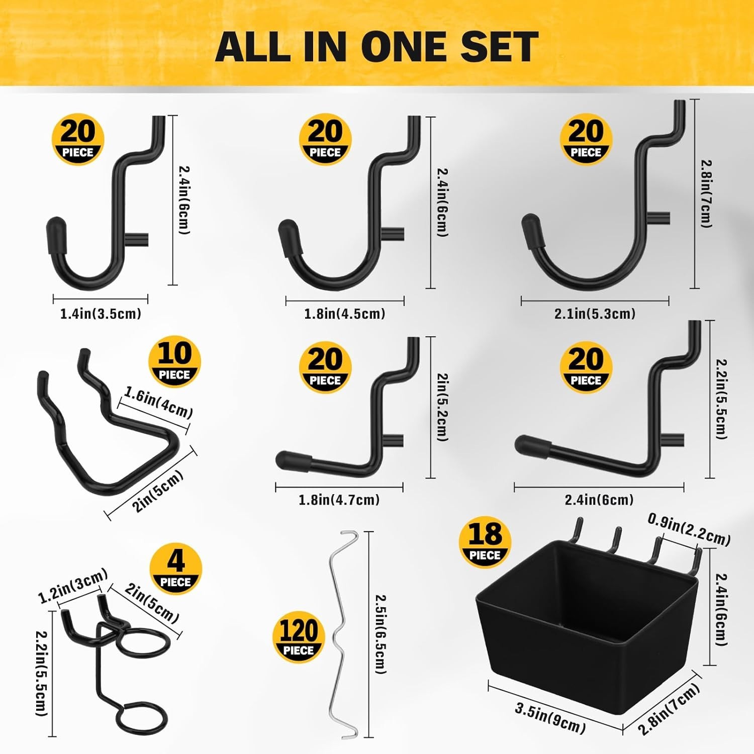Heavy Duty Black Pegboard Hooks Set