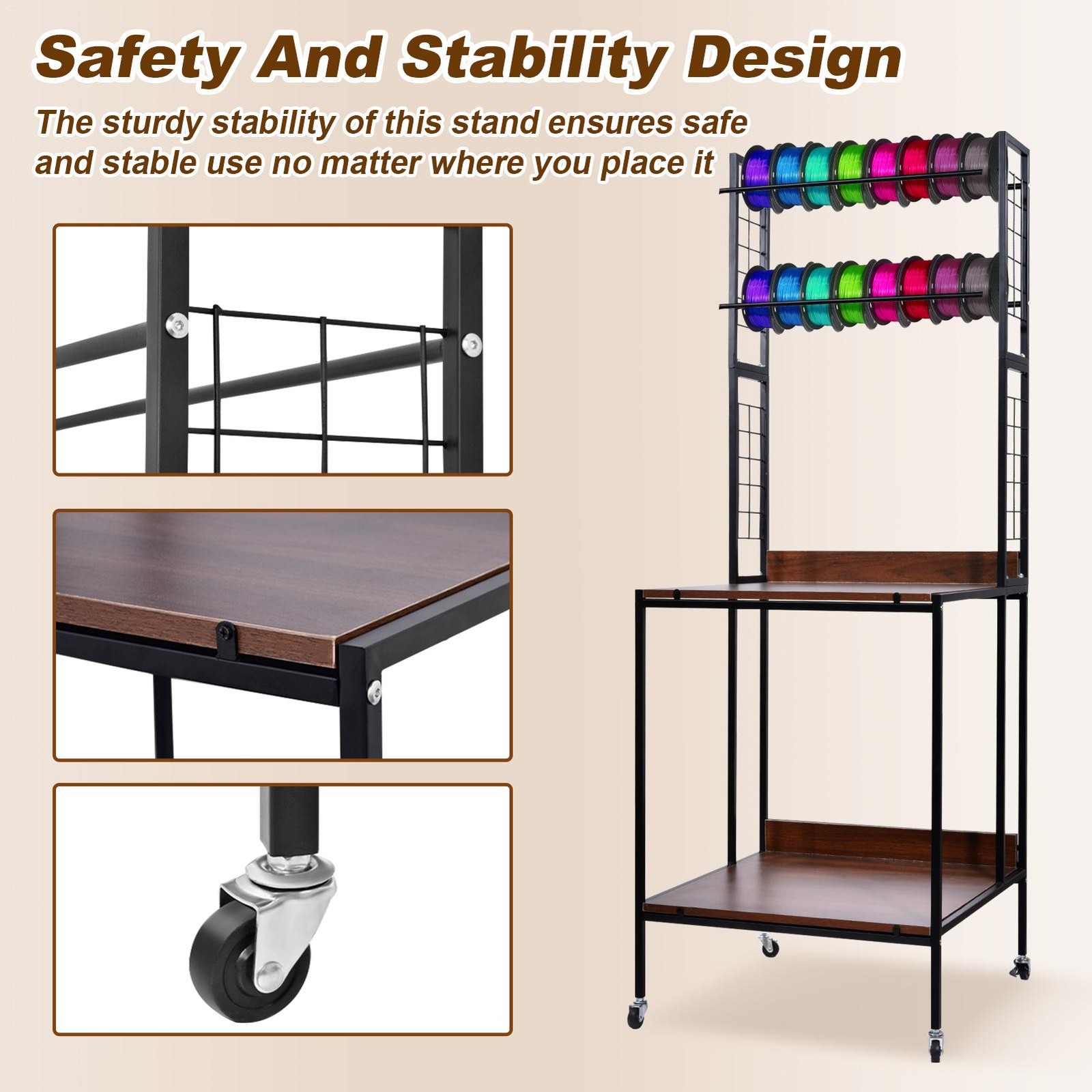3D Printer Filament Storage Rack 4-Tier 3D Printer Stand with Storage