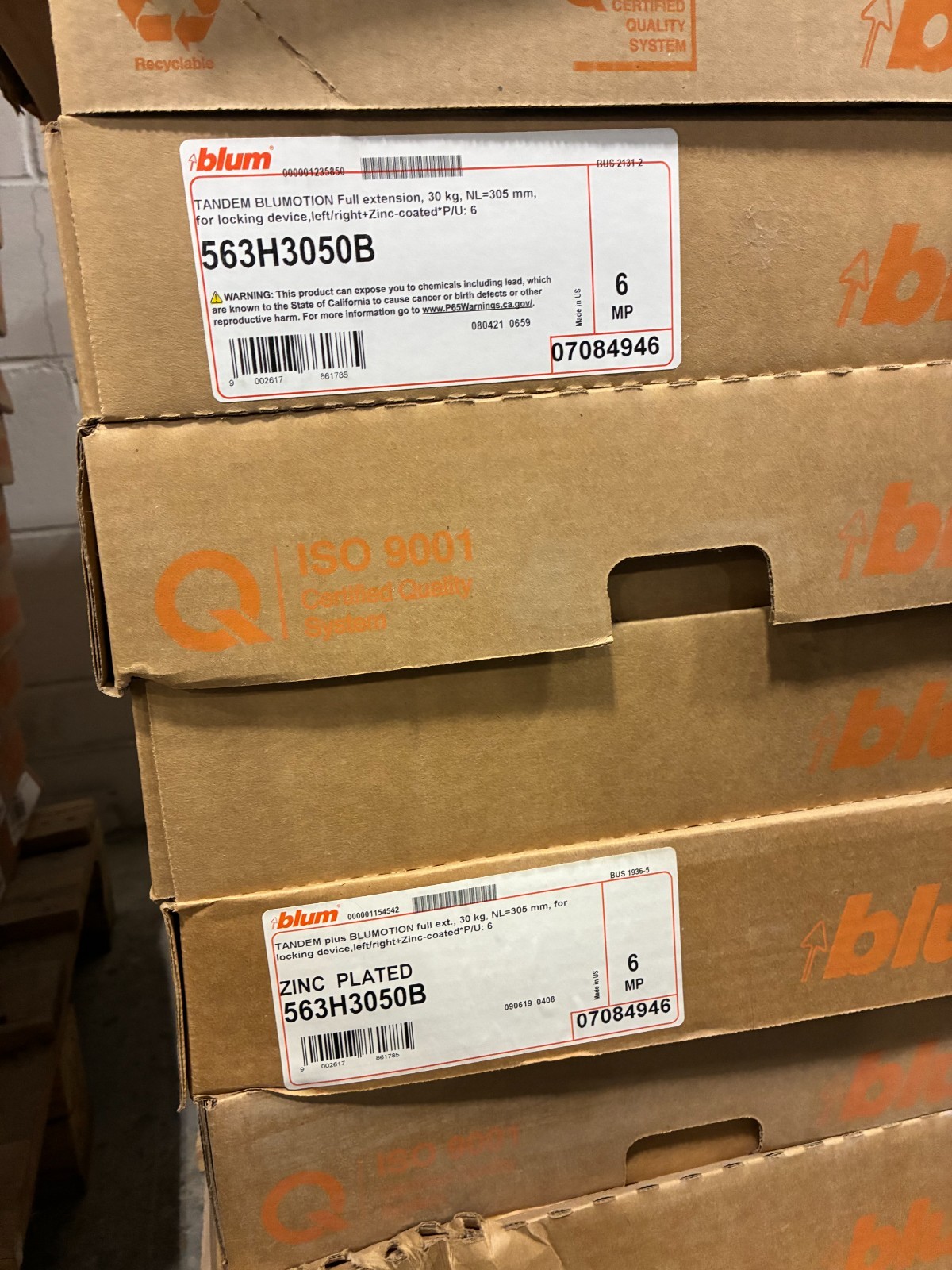 Blum 563H3050B TANDEM BLUMOTION 12" Undermount Drawer Slides – Zinc – 6 Pairs