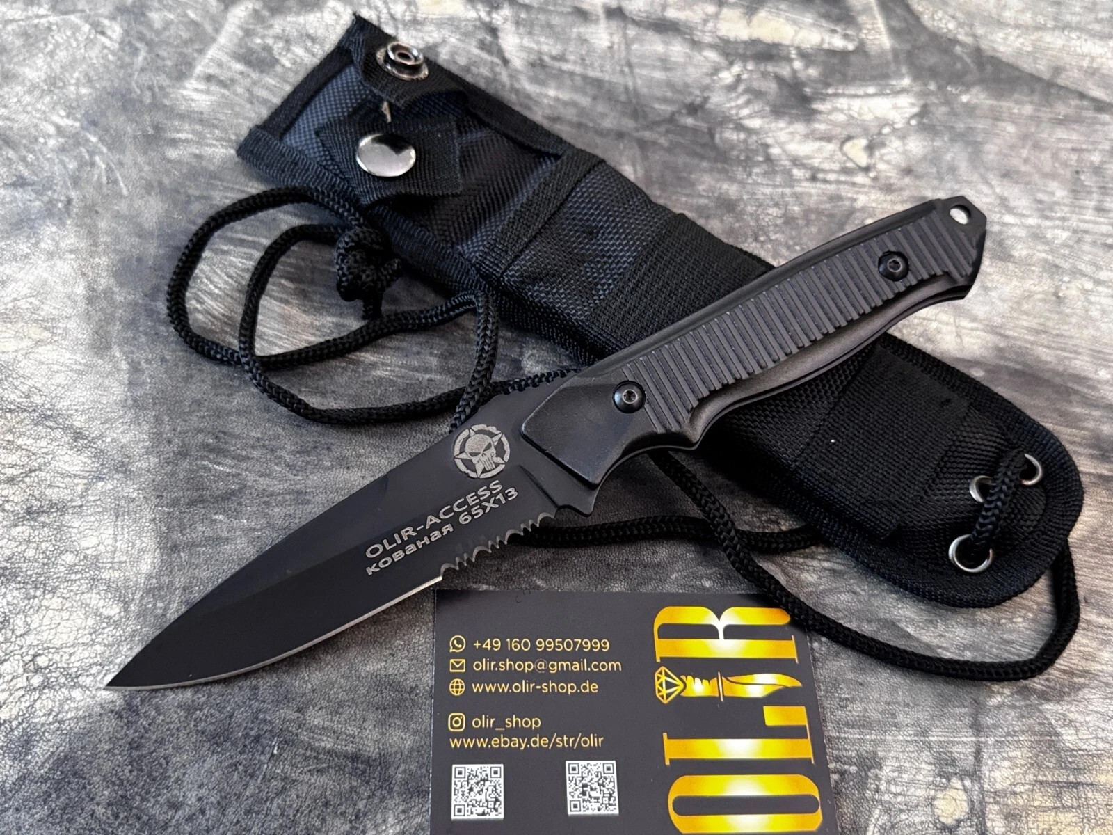 OLIR-ACCESS hunting knife outdoor knife stainless full tang 65x13 Russia steel