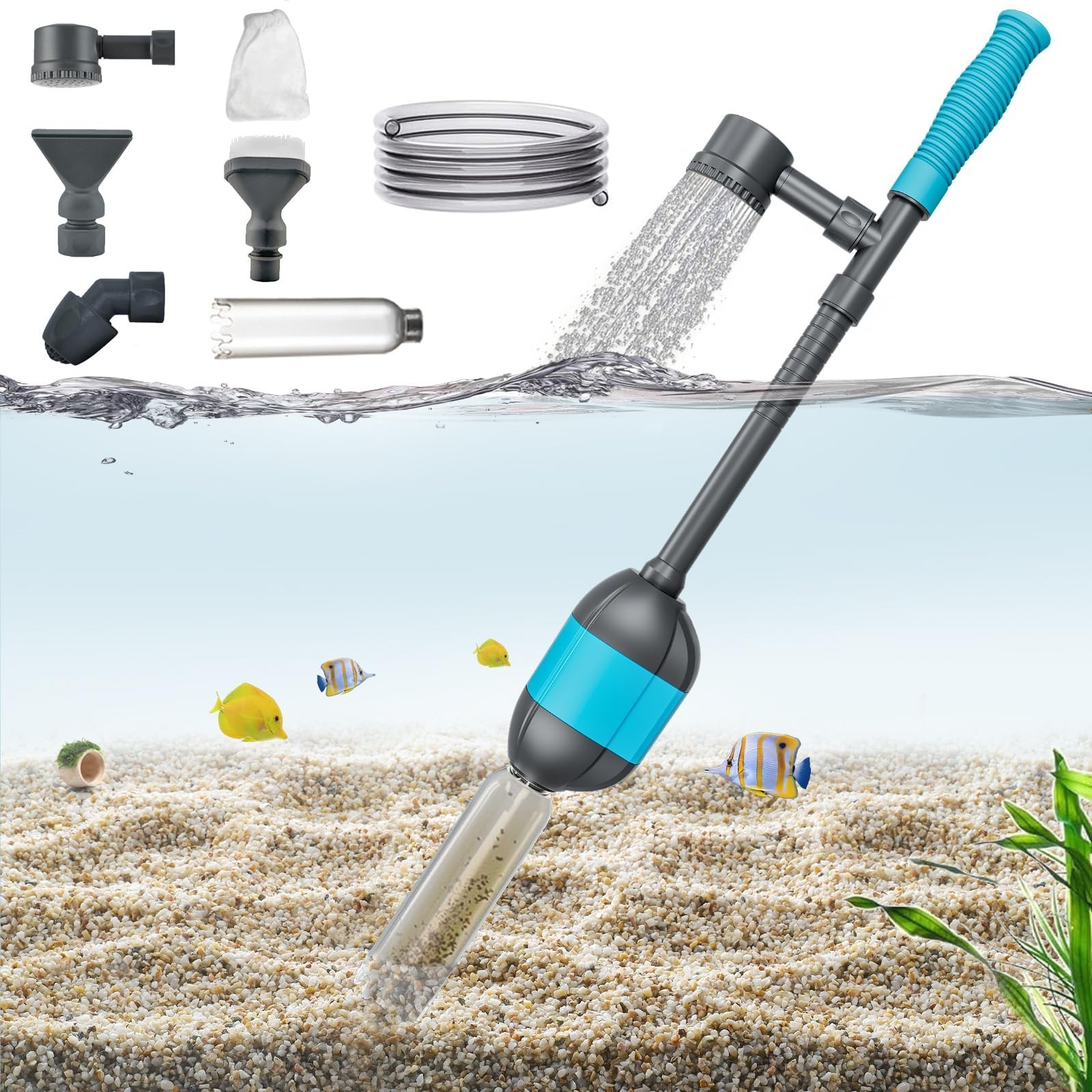 CN-870 Carefree Fish Intelligent 30W Electric Vacuum Aquarium Cleaner 20~800 Gal
