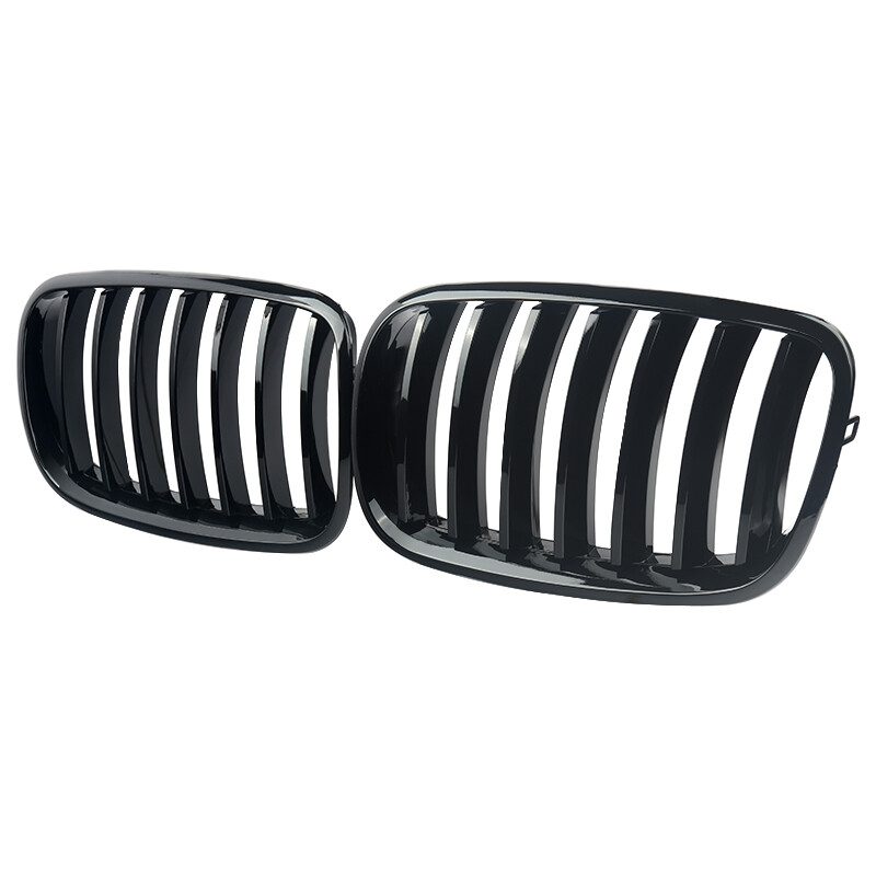 Pair Front Gloss Black Kidney Grille Grill For BMW X5 E70 X5M X6 E71 E72 2007-13