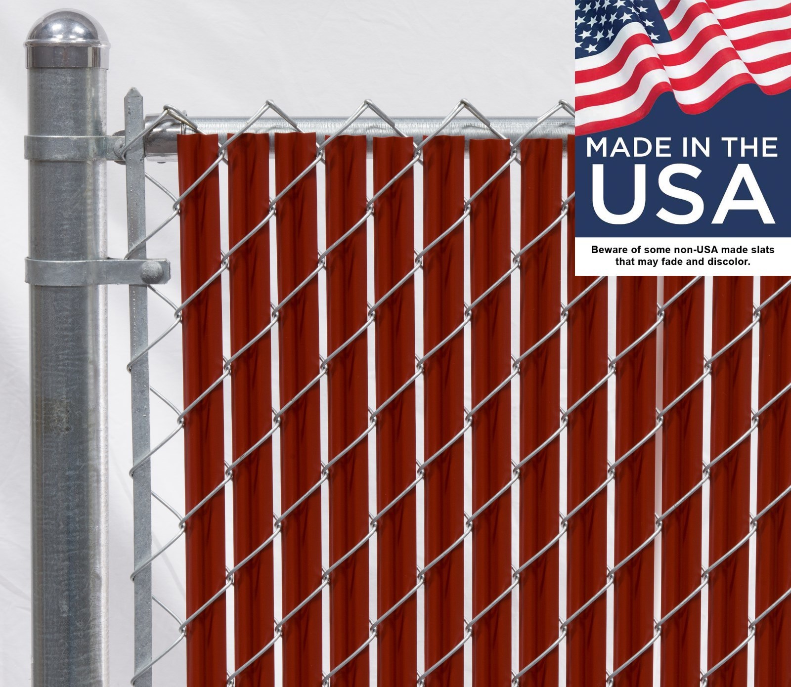 6 ft High Redwood Wave Slat™ Single Wall Privacy Chain Link Fence Slats