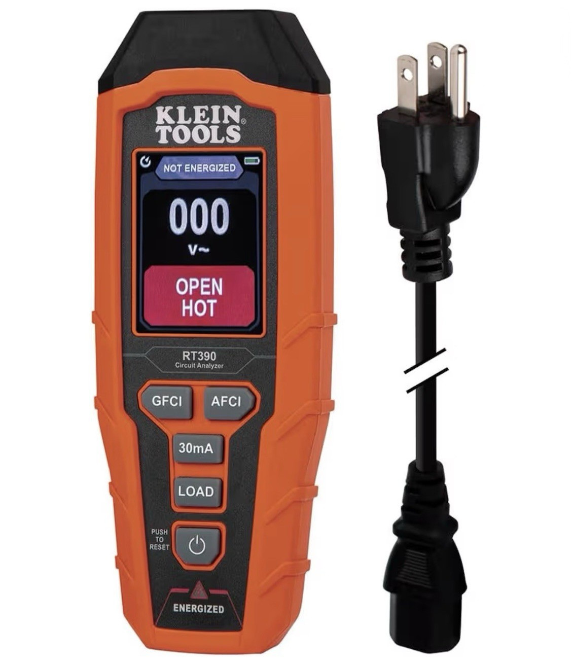 Klein Tools RT390 Circuit Tester w/ LCD Digital Display GFCI & AFCI Tester