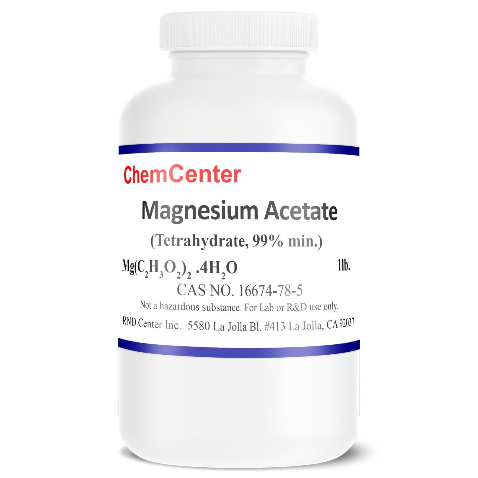 Magnesium Acetate, Tetrahydrate, Ultra Pure, 99% min., 1lb.