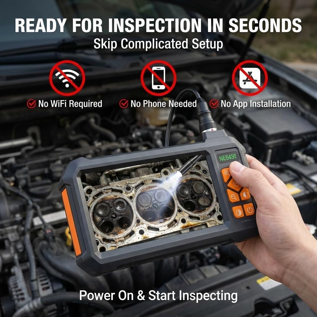 Endoscope Borescope Camera with Light, 4.3" IPS HD Garage Inspection Camera T...