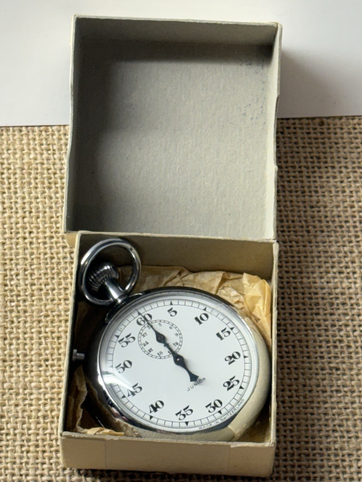 Vtg JUNIOR Swiss Made Pocket Timer Stop Watch **READ