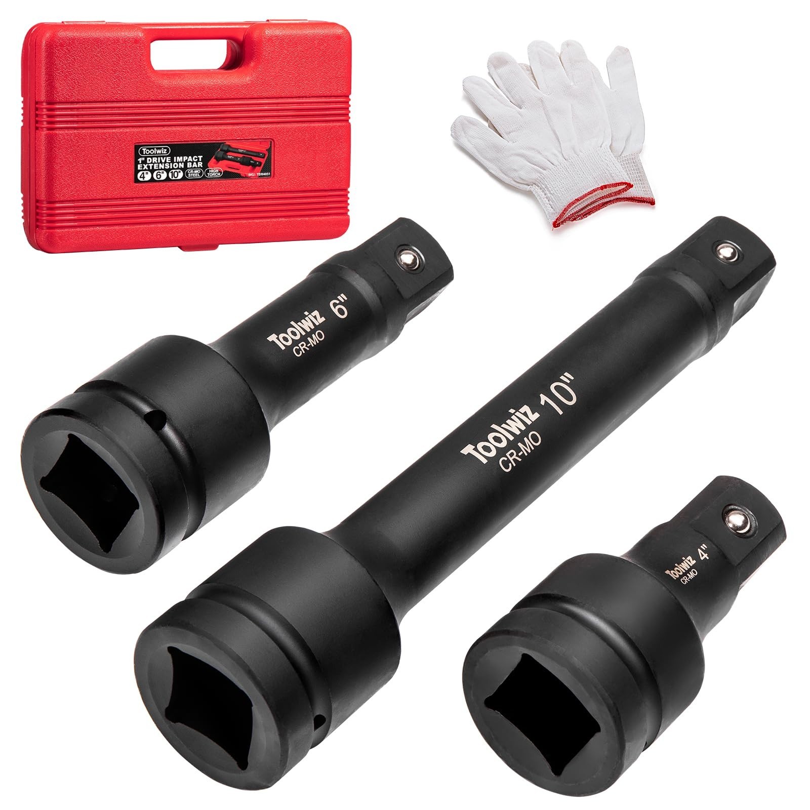 Toolwiz 1" Drive Impact Extension Bar 4", 6", 10" (3 Piece) Cr-Mo Steel | 1" ...