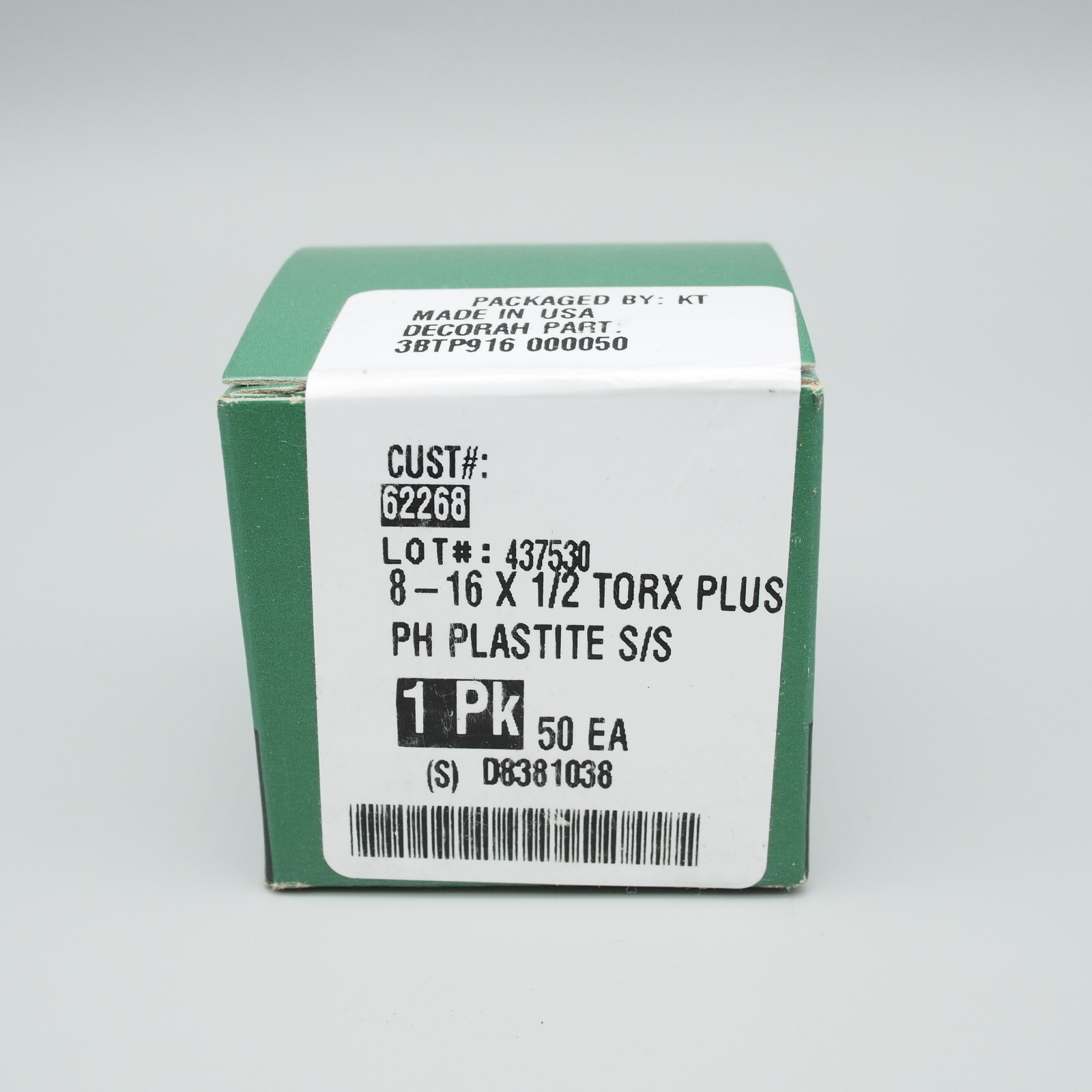 Decorah 3BTP916 #8-16 x 1/2" Torx Plus Button Head SS Plastite Screws 1 Box(50)