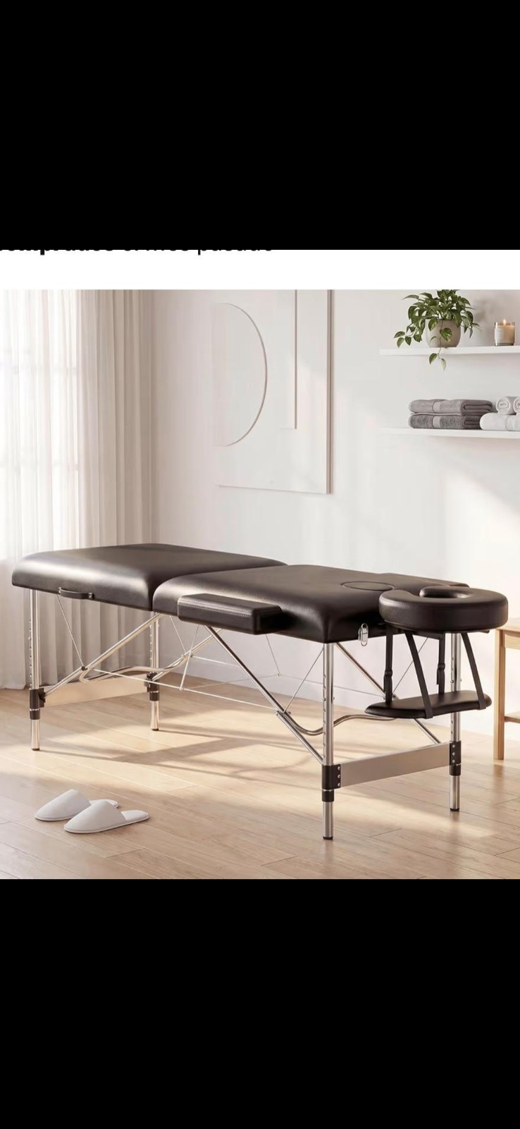Portable Foldable Height Adjustable Massage Table Black 83in L 24-33in H