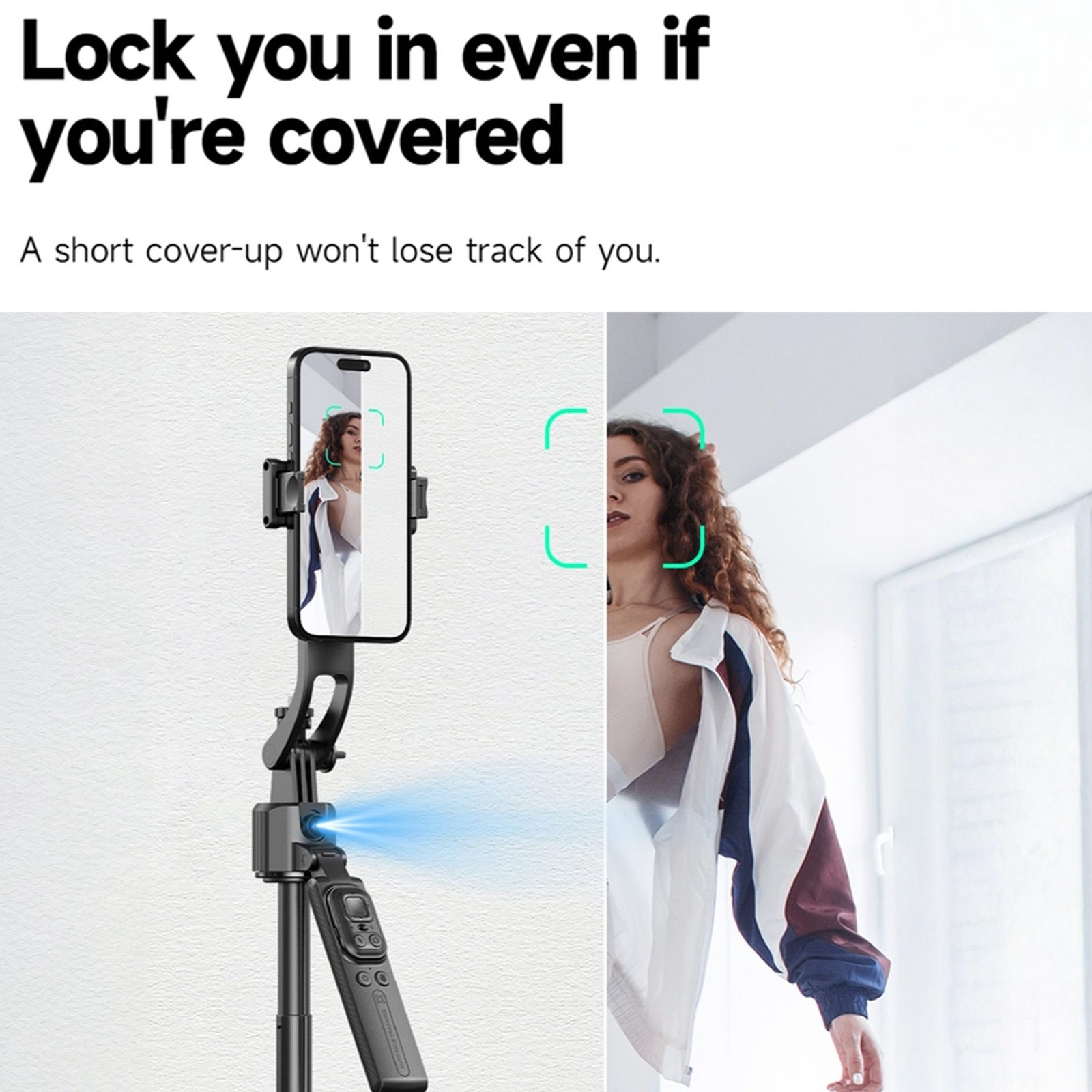 64'' Selfie Stick AI Face Tracking Tripod 360° Rotation Remote & Gesture Control