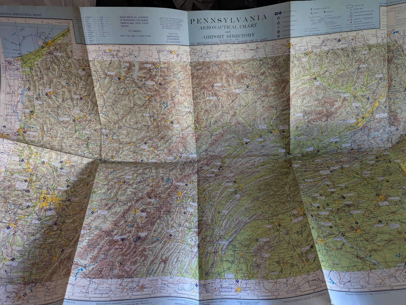 Pennsylvania Aeronautical Chart map May 1, 1969 Dept Military Affairs