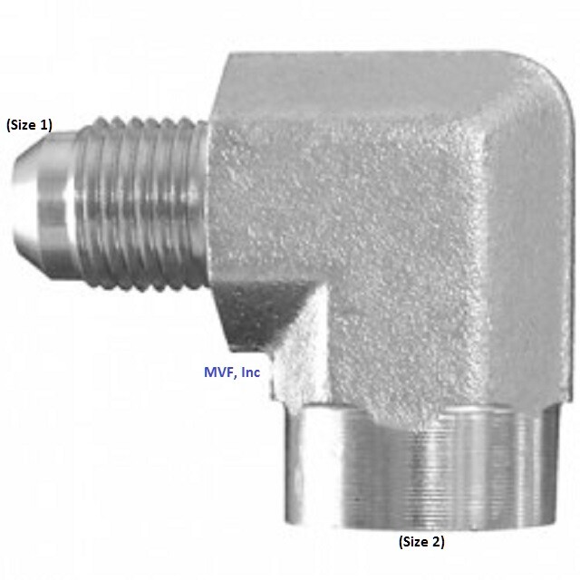 1/4" Male JIC X 1/4" Female NPTF 90° Elbow 37 Flare to Pipe Adapter 2502-04-04