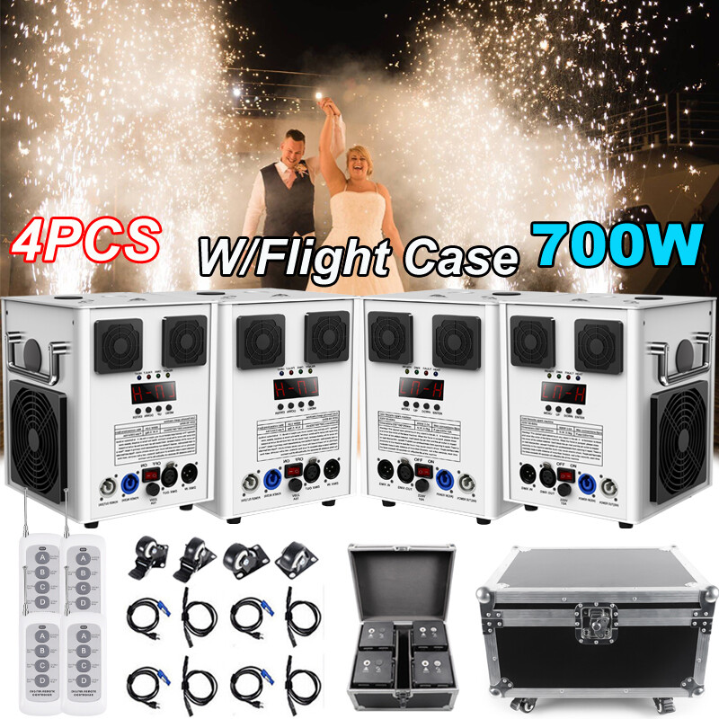 4PCS 700W Cold Spark Firework Machine DMX DJ Party Wedding Stage Effect&Case US