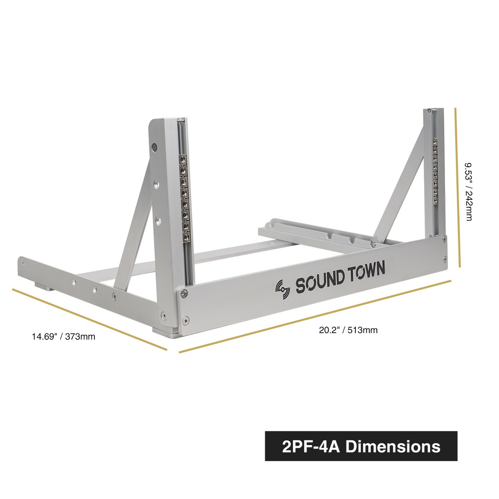 Sound Town 4U Aluminum 2-Post Desktop Open-Frame Rack, Angle Adjustable 2PF-4A