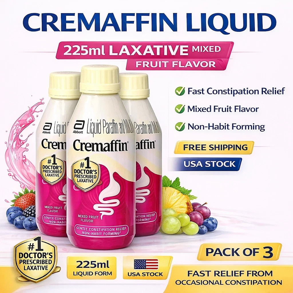 3 x Cremaffin Liquid 225ml Laxative Mixed Fruit Constipation Relief Exp 2028