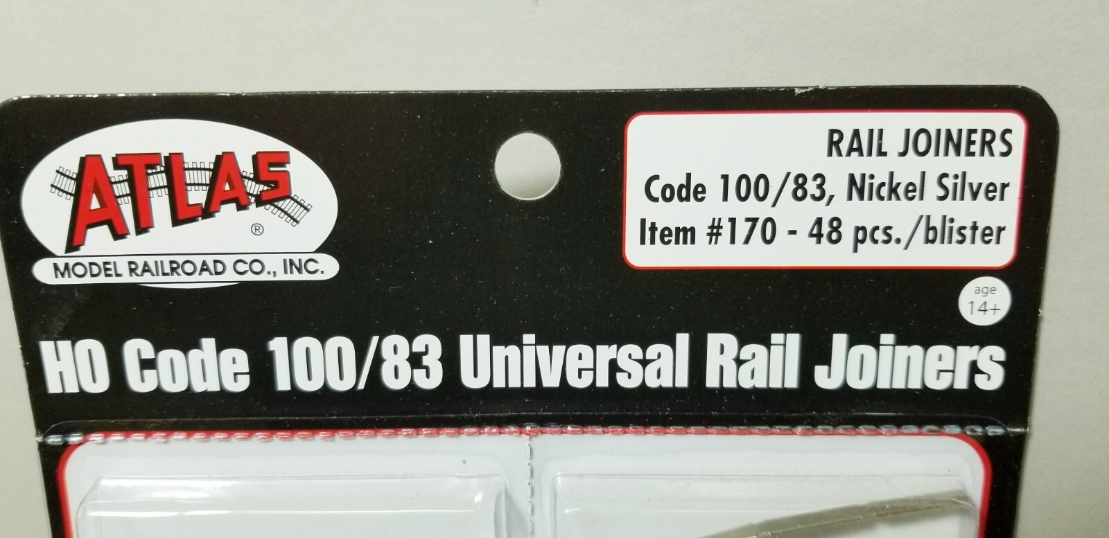 Atlas 170 Rail Joiners -- Nickel-Silver for Code 100 or 83 Rail package of 48
