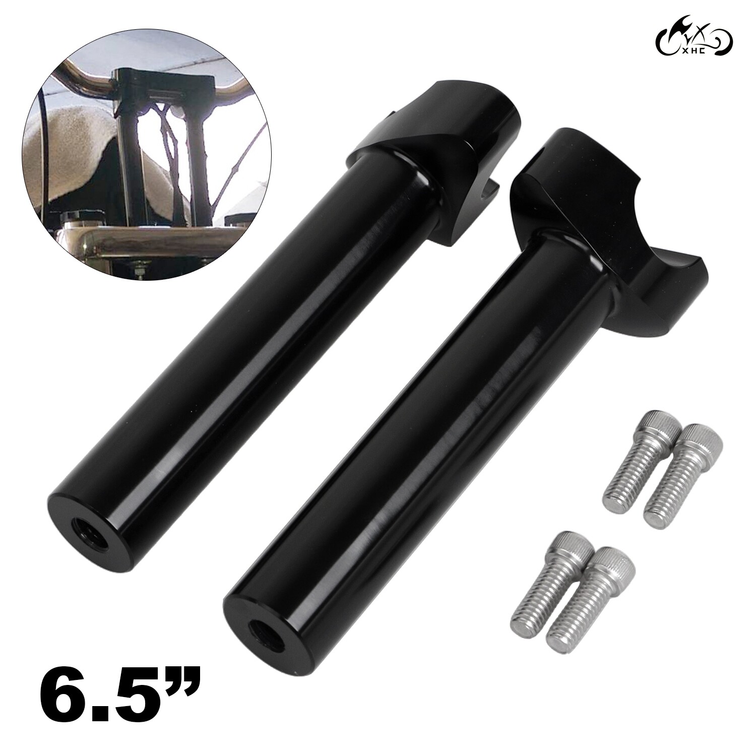Straight 1" Handlebar 6.5" Tall Risers For Harley Dyna FXDL Sportster XL Softail